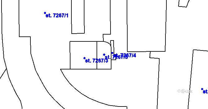 Parcela st. 7267/5 v KÚ Zlín, Katastrální mapa