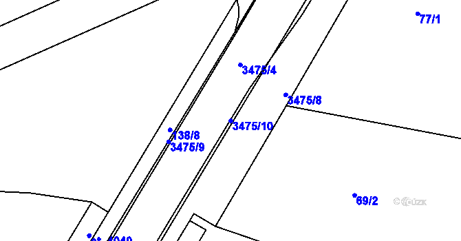 Parcela st. 3475/10 v KÚ Zlín, Katastrální mapa