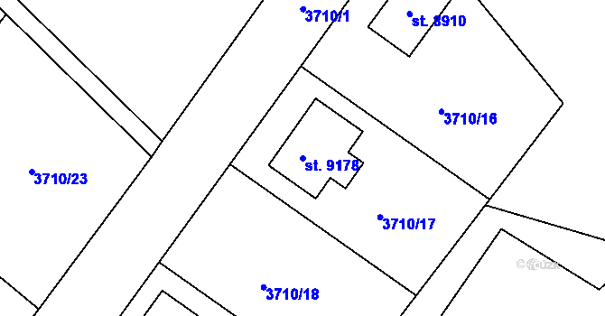 Parcela st. 9178 v KÚ Zlín, Katastrální mapa