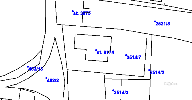 Parcela st. 9174 v KÚ Zlín, Katastrální mapa