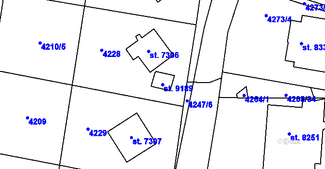 Parcela st. 9189 v KÚ Zlín, Katastrální mapa