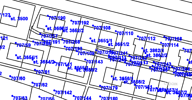 Parcela st. 707/255 v KÚ Zlín, Katastrální mapa