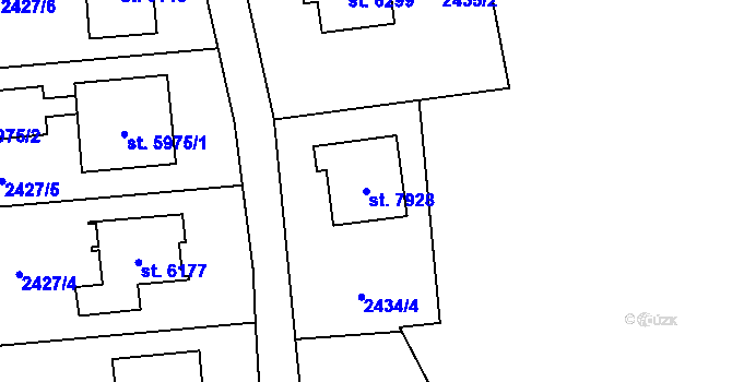Parcela st. 7928 v KÚ Zlín, Katastrální mapa