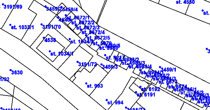 Parcela st. 9217 v KÚ Zlín, Katastrální mapa