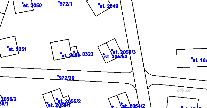 Parcela st. 2053/4 v KÚ Zlín, Katastrální mapa