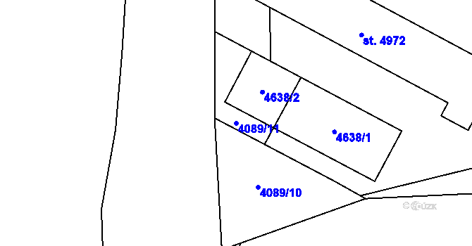 Parcela st. 4089/11 v KÚ Zlín, Katastrální mapa