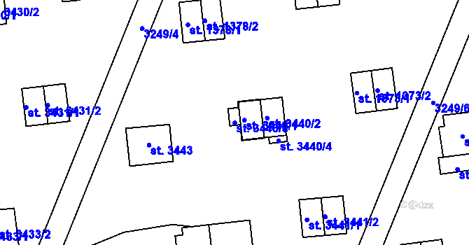 Parcela st. 3440/3 v KÚ Zlín, Katastrální mapa