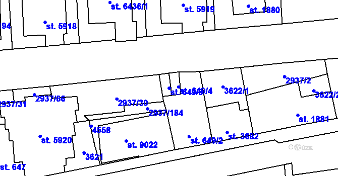 Parcela st. 649/3 v KÚ Zlín, Katastrální mapa
