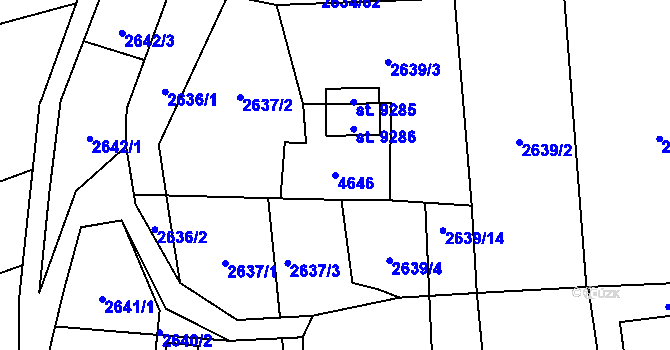 Parcela st. 4646 v KÚ Zlín, Katastrální mapa
