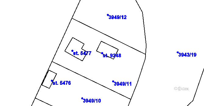 Parcela st. 9248 v KÚ Zlín, Katastrální mapa