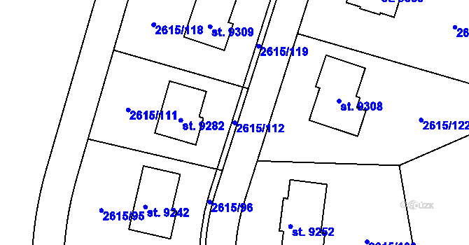 Parcela st. 2615/112 v KÚ Zlín, Katastrální mapa