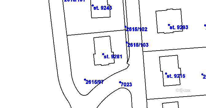 Parcela st. 9281 v KÚ Zlín, Katastrální mapa