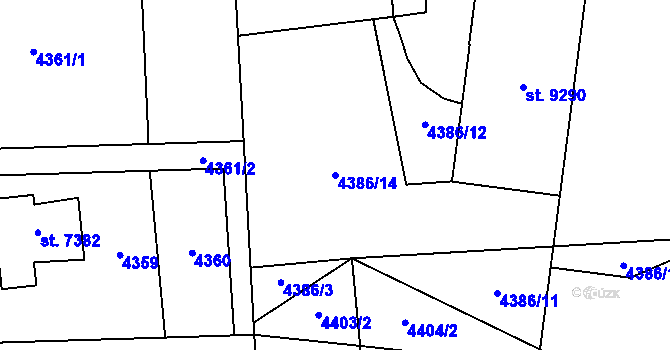Parcela st. 4386/14 v KÚ Zlín, Katastrální mapa