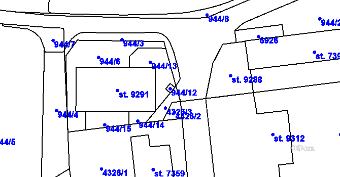 Parcela st. 944/12 v KÚ Zlín, Katastrální mapa