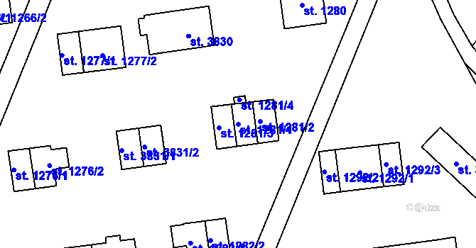 Parcela st. 1281/1 v KÚ Zlín, Katastrální mapa