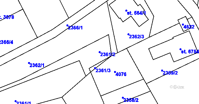 Parcela st. 2361/2 v KÚ Zlín, Katastrální mapa