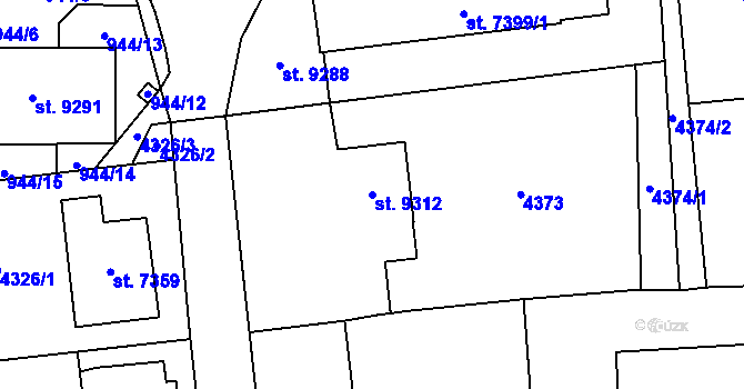 Parcela st. 9312 v KÚ Zlín, Katastrální mapa