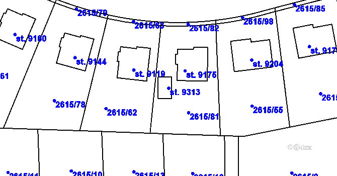 Parcela st. 9313 v KÚ Zlín, Katastrální mapa