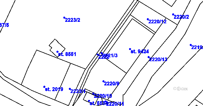Parcela st. 2221/3 v KÚ Zlín, Katastrální mapa