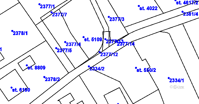 Parcela st. 2377/12 v KÚ Zlín, Katastrální mapa