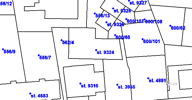 Parcela st. 9324 v KÚ Zlín, Katastrální mapa