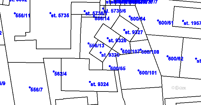 Parcela st. 9325 v KÚ Zlín, Katastrální mapa