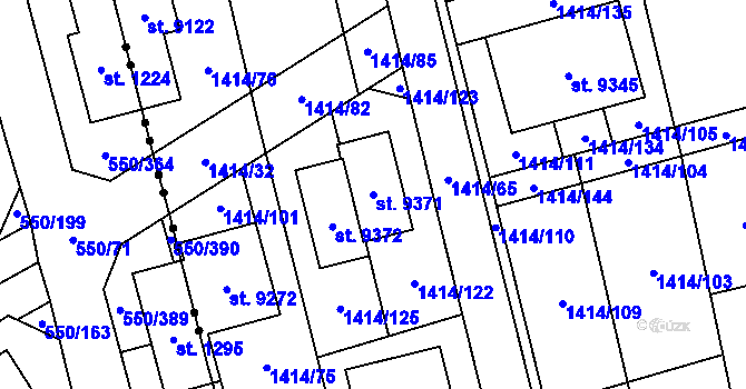 Parcela st. 9371 v KÚ Zlín, Katastrální mapa