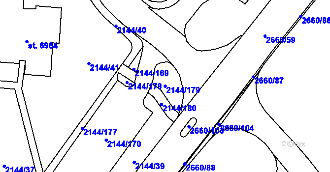 Parcela st. 2144/179 v KÚ Zlín, Katastrální mapa