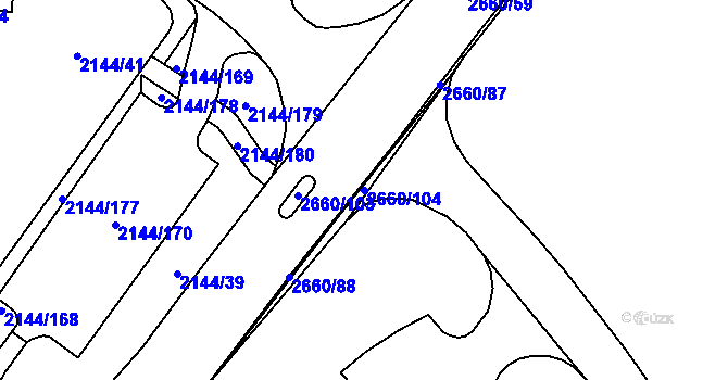 Parcela st. 2660/104 v KÚ Zlín, Katastrální mapa