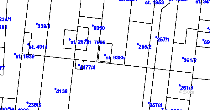 Parcela st. 9385 v KÚ Zlín, Katastrální mapa