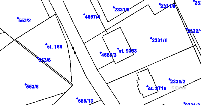 Parcela st. 4667/3 v KÚ Zlín, Katastrální mapa