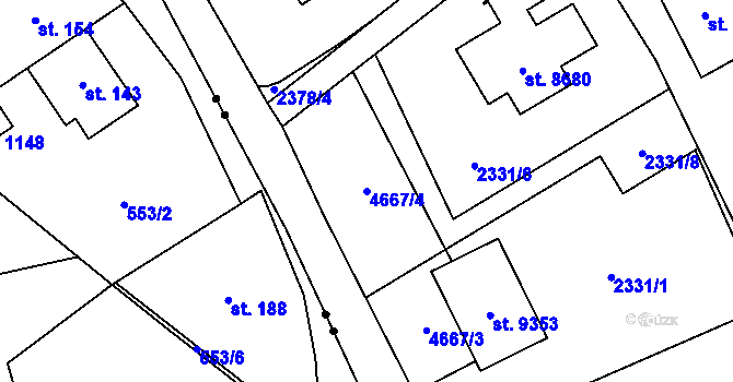 Parcela st. 4667/4 v KÚ Zlín, Katastrální mapa