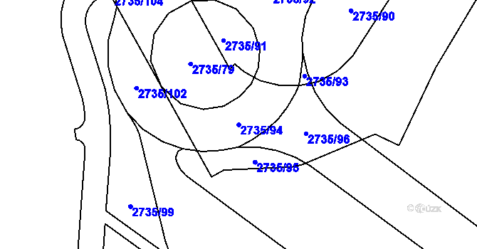 Parcela st. 2735/94 v KÚ Zlín, Katastrální mapa