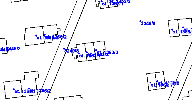 Parcela st. 1363/3 v KÚ Zlín, Katastrální mapa