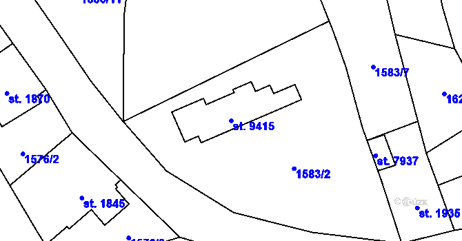Parcela st. 9415 v KÚ Zlín, Katastrální mapa