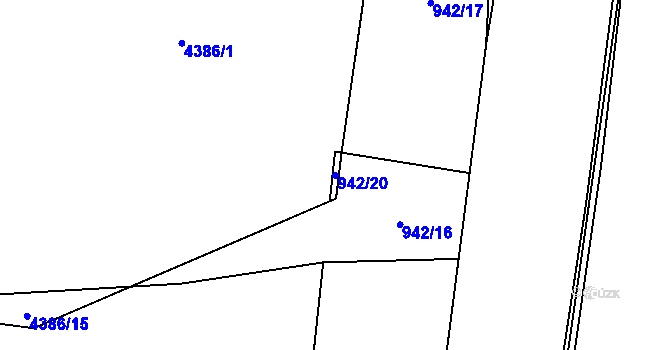 Parcela st. 942/20 v KÚ Zlín, Katastrální mapa