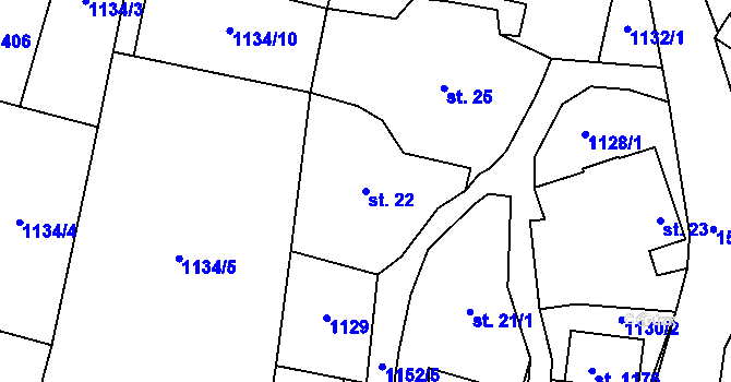 Parcela st. 22 v KÚ Příluky u Zlína, Katastrální mapa