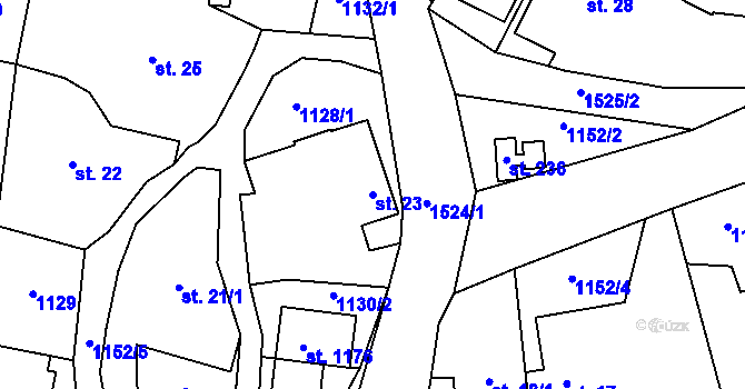 Parcela st. 23 v KÚ Příluky u Zlína, Katastrální mapa