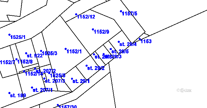 Parcela st. 29/3 v KÚ Příluky u Zlína, Katastrální mapa