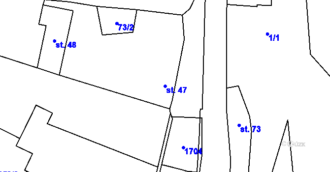 Parcela st. 47 v KÚ Příluky u Zlína, Katastrální mapa