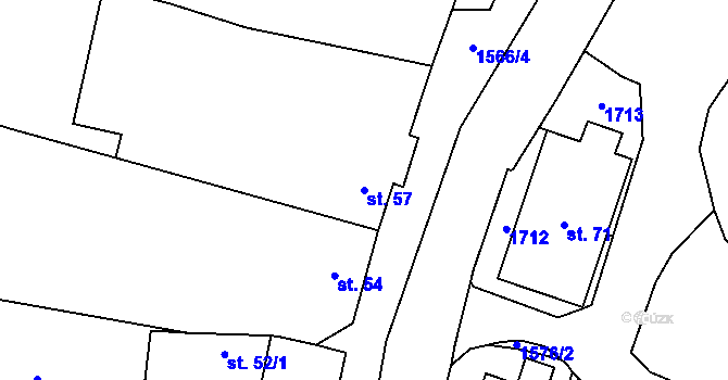Parcela st. 57 v KÚ Příluky u Zlína, Katastrální mapa