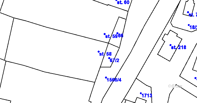 Parcela st. 58 v KÚ Příluky u Zlína, Katastrální mapa