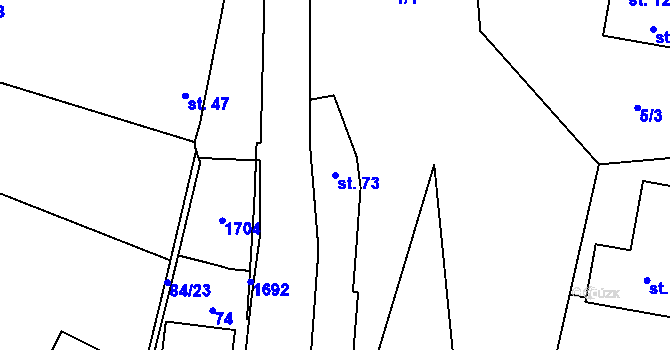 Parcela st. 73 v KÚ Příluky u Zlína, Katastrální mapa