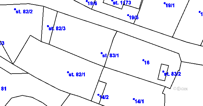 Parcela st. 83/1 v KÚ Příluky u Zlína, Katastrální mapa