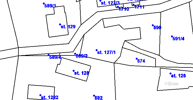 Parcela st. 127/1 v KÚ Příluky u Zlína, Katastrální mapa