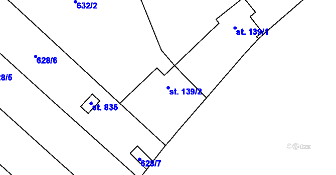Parcela st. 139/2 v KÚ Příluky u Zlína, Katastrální mapa