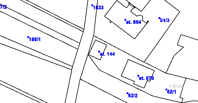 Parcela st. 144 v KÚ Příluky u Zlína, Katastrální mapa