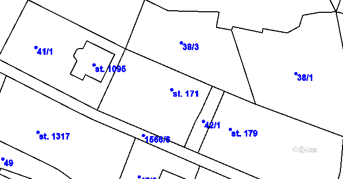 Parcela st. 171 v KÚ Příluky u Zlína, Katastrální mapa