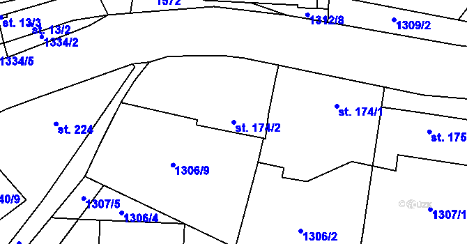 Parcela st. 174/2 v KÚ Příluky u Zlína, Katastrální mapa