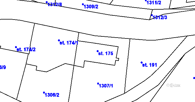 Parcela st. 175 v KÚ Příluky u Zlína, Katastrální mapa